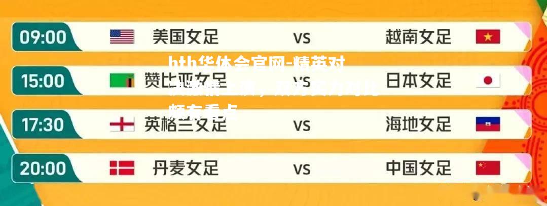 精英对决激情上演，双方实力对比颇有看点